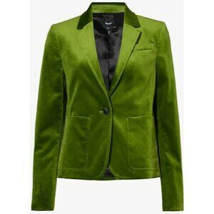 Me+Em Womens Green Velvet Single-Button Blazer Size 6 UK 10 EU 38